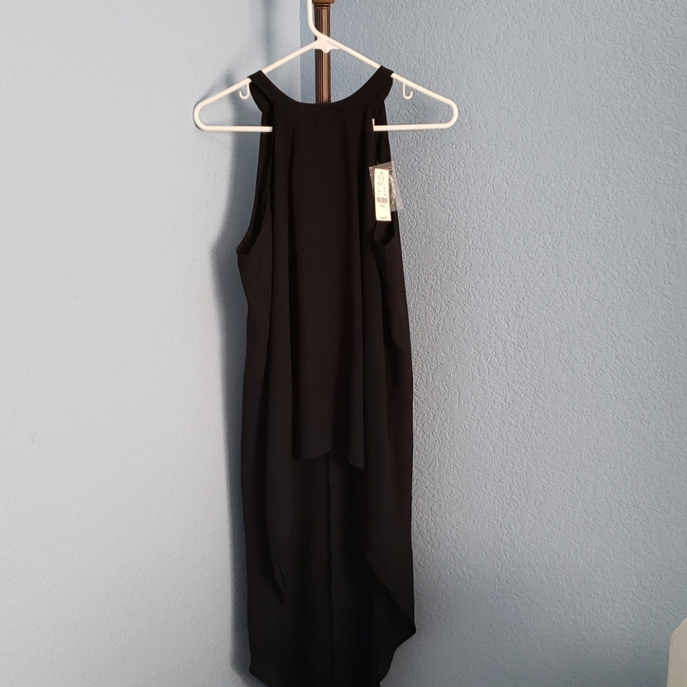 Sleeveless Asymmetrical Black Shirt